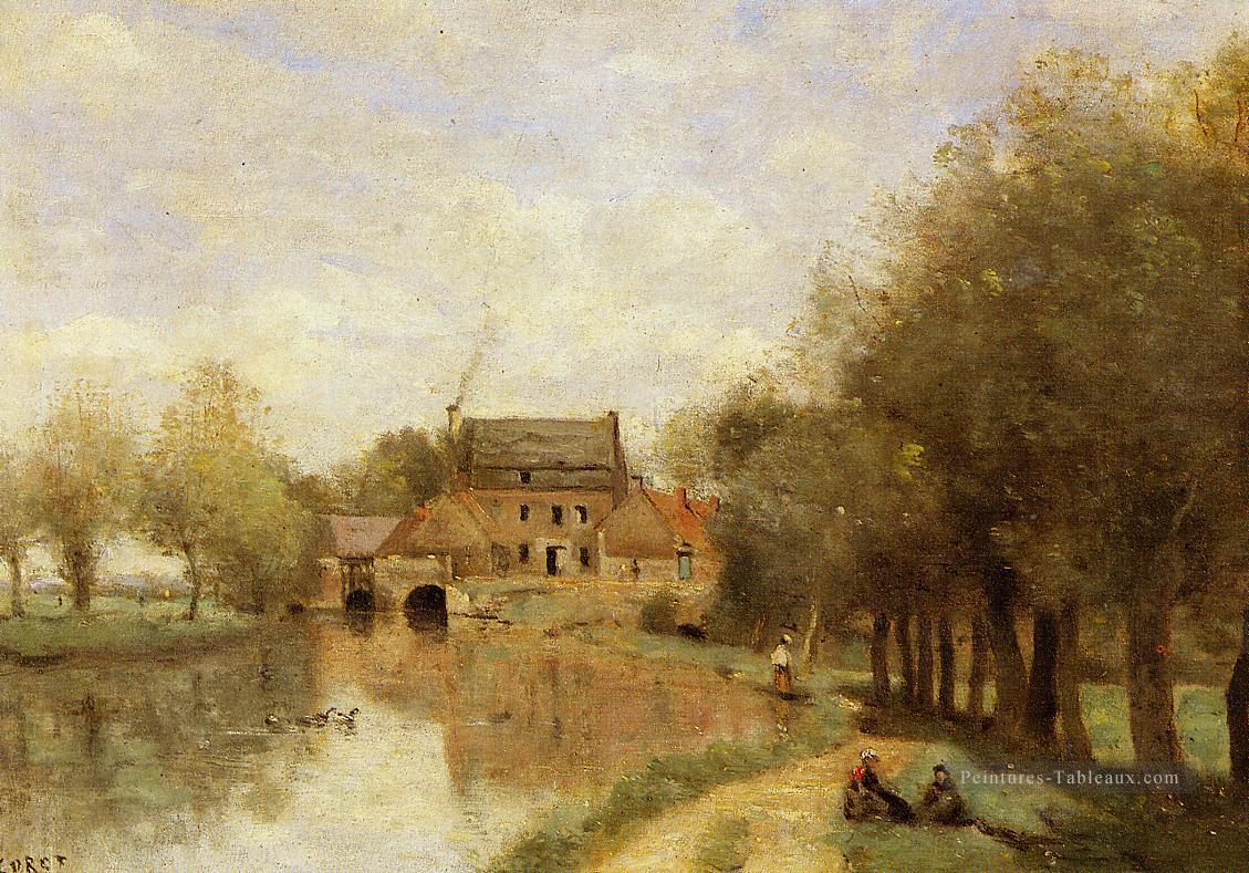 Arleux du Nord le Moulin Drocourt sur le Sensee Jean Baptiste Camille Corot Peintures à l'huile
